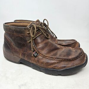JUSTIN Boots Cappie Chukka Men’s 10W Work Shoes 232 Brown Moc Leather Lace Up